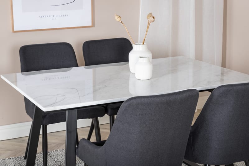 Estelle Matgrupp 140 cm Rektangulär med 4 Plaza stolar - Svart - Products - Möbler - Bord & matgrupp - Matgrupp