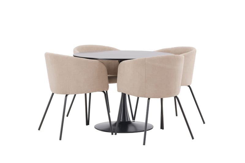 Glade Matgrupp 100 cm Rund med 4 Berit stolar - Beige - Products - Möbler - Bord & matgrupp - Matgrupp