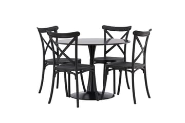 Glade Matgrupp 100 cm Rund med 4 Crosett stolar - Svart - Products - Möbler - Bord & matgrupp - Matgrupp