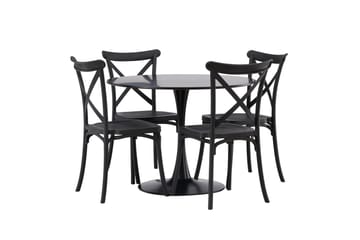 Glade Matgrupp 100 cm Rund med 4 Crosett stolar - Svart - Products - Möbler - Bord & matgrupp - Matgrupp