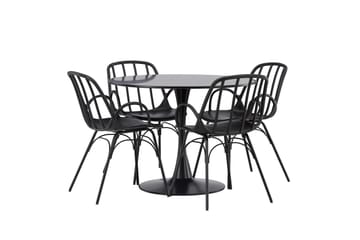 Glade Matgrupp 100 cm Rund med 4 Dyrön stolar - Svart - Products - Möbler - Bord & matgrupp - Matgrupp