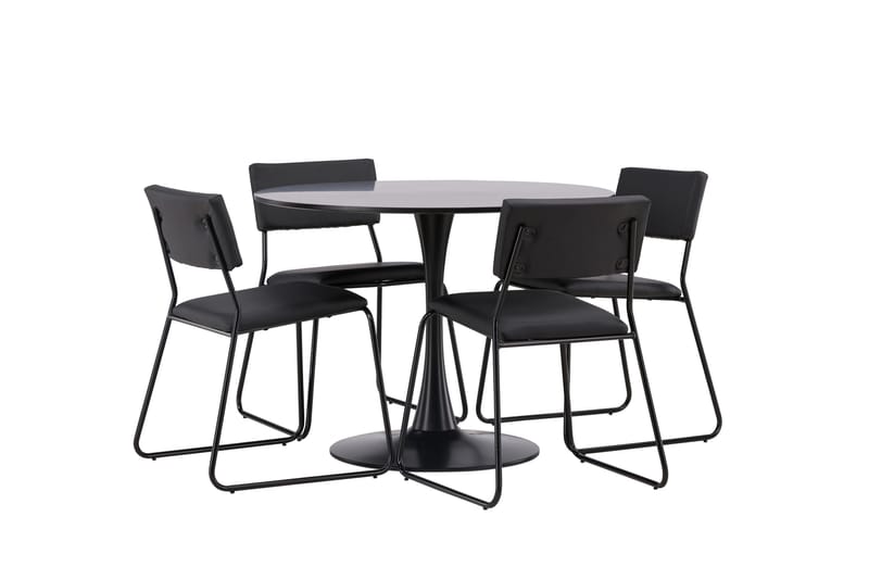 Glade Matgrupp 100 cm Rund med 4 Kenth Stolar - Svart - Products - Möbler - Bord & matgrupp - Matgrupp
