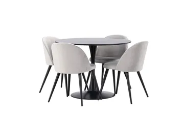 Glade Matgrupp 100 cm Rund med 4 Velvet stolar - Svart - Products - Möbler - Bord & matgrupp - Matgrupp