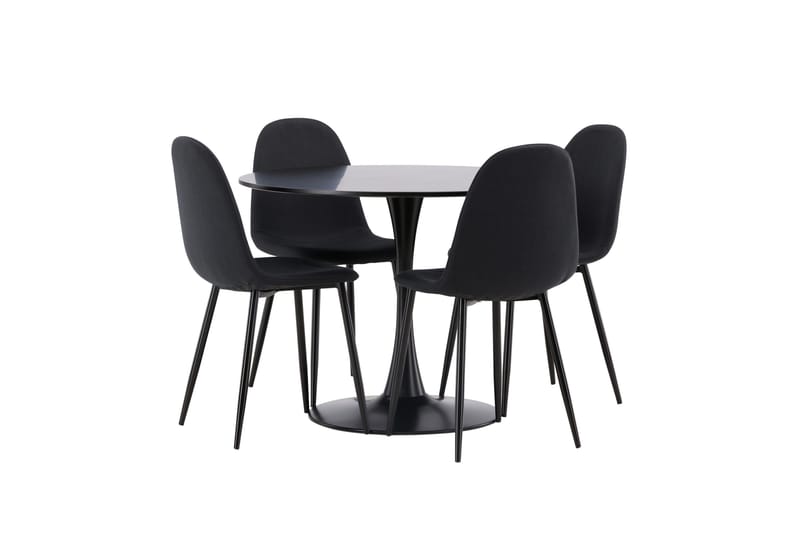 Glade Matgrupp 100 cm Rund med 4 Polar stolar - Svart - Products - Möbler - Bord & matgrupp - Matgrupp