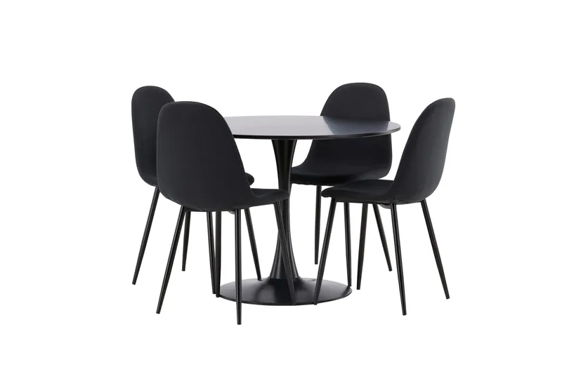 Glade Matgrupp 100 cm Rund med 4 Polar stolar - Svart - Products - Möbler - Bord & matgrupp - Matgrupp