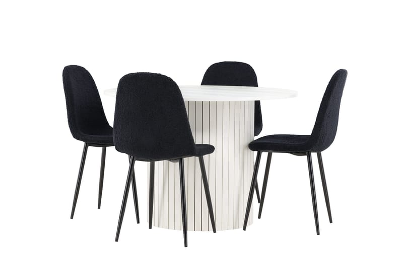 Härön Matgrupp 110 cm Rund med 4 Polar stolar - Vit/Svart - Products - Möbler - Bord & matgrupp - Matgrupp