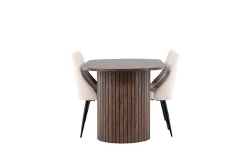Härön Matgrupp 200 cm Oval med 4 Leone stolar - Mocca/Beige - Products - Möbler - Bord & matgrupp - Matgrupp