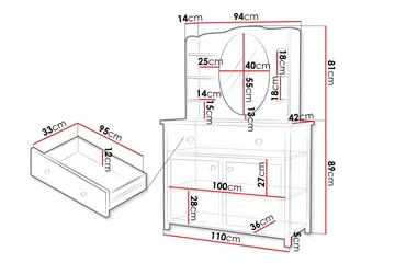 Hilts Sminkbord 110x42 cm - Vit/Rosa - Products - Möbler - Bord & matgrupp - Sminkbord & toalettbord