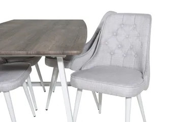 Inca Matgrupp Förlängningsbar 160 cm Rektangulär med 4 Velvet Deluxe stolar - Ljusgrå - Products - Möbler - Bord & matgrupp - Matgrupp