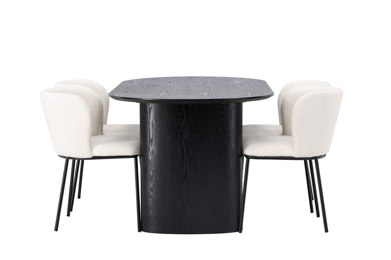 Isolde Matgrupp 180 cm Oval med 4 Edina Stolar - Svart - Products - Möbler - Bord & matgrupp - Matgrupp