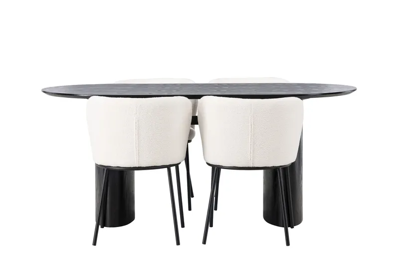 Isolde Matgrupp 180 cm Oval med 4 Edina Stolar - Svart - Products - Möbler - Bord & matgrupp - Matgrupp