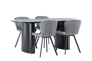 Isolde Matgrupp 180 cm Oval med 4 Lilja stolar - Svart - Products - Möbler - Bord & matgrupp - Matgrupp