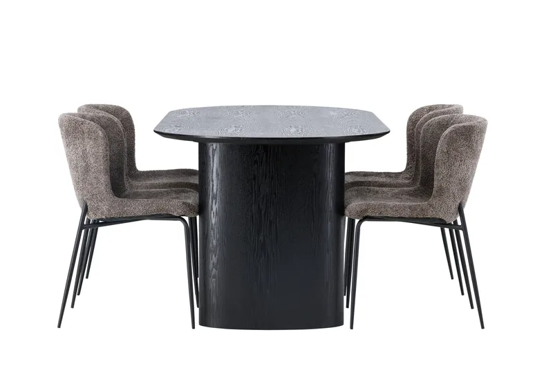 Isolde Matgrupp 180 cm Oval med 4 Modesto stolar - Svart - Products - Möbler - Bord & matgrupp - Matgrupp