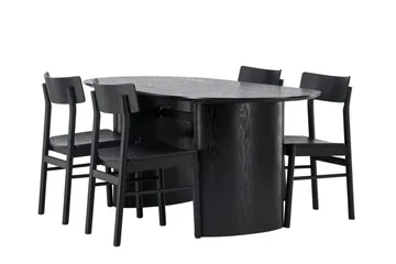 Isolde Matgrupp 180 cm Oval med 4 Montros stolar - Svart - Products - Möbler - Bord & matgrupp - Matgrupp