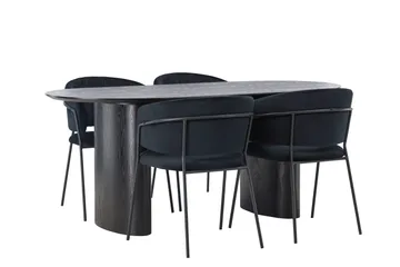 Isolde Matgrupp 180 cm Oval med 4 Selma Stolar - Svart - Products - Möbler - Bord & matgrupp - Matgrupp