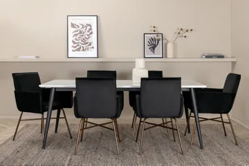 Jimmy Matgrupp 195 cm Rektangulär med 6 Petra stolar - Svart - Products - Möbler - Bord & matgrupp - Matgrupp