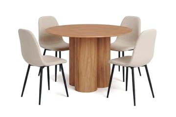 Juno Matgrupp runt 110 cm Ek med 4 Nibe Matstolar - Ek - Products - Möbler - Bord & matgrupp - Matgrupp