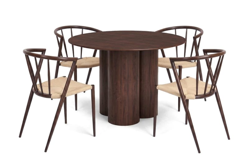 Juno Matgrupp runt 110 cm Valnöt med 4 Winston Matstolar - Valnöt - Products - Möbler - Bord & matgrupp - Matgrupp