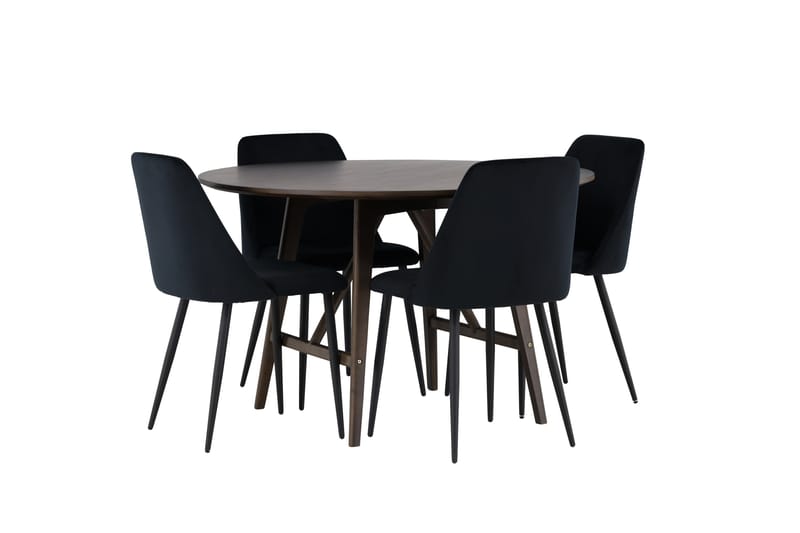 Kaseidon Matgrupp 100 cm Rund med 4 Night stolar - Svart - Products - Möbler - Bord & matgrupp - Matgrupp