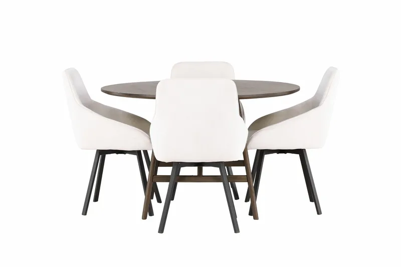 Kaseidon Matgrupp 100 cm Rund med 4 Rosie stolar - Beige - Products - Möbler - Bord & matgrupp - Matgrupp