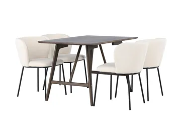 Kaseidon Matgrupp 120 cm Rektangulär med 4 Edina Stolar - Mörkbrun - Products - Möbler - Bord & matgrupp - Matgrupp