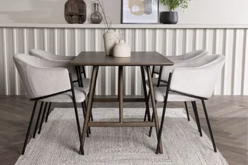 Kaseidon Matgrupp 120 cm Rektangulär med 4 Evelina stolar - Svart - Products - Möbler - Bord & matgrupp - Matgrupp