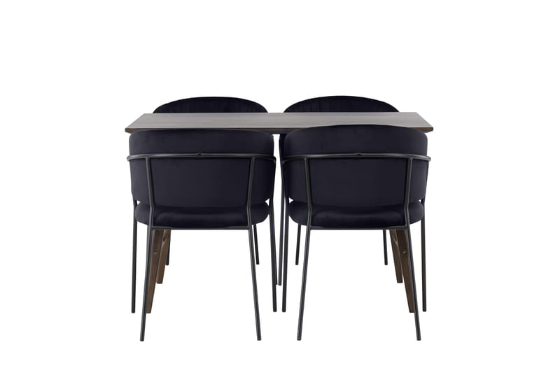 Kaseidon Matgrupp 120 cm Rektangulär med 4 Selma Stolar, Svart