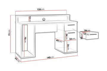 Ayora Gamingbord 140 cm - Svart - Products - Möbler - Bord & matgrupp - Kontorsbord - Gamingbord