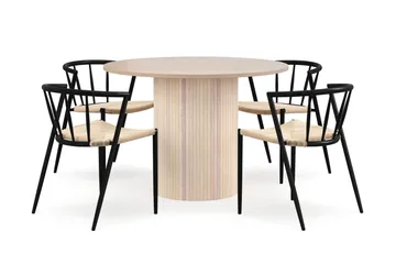 Kopparbo Matbord 106 cm med 4 Winston Matstolar - White / Beige / Metallben Svart - Products - Möbler - Bord & matgrupp - Matgrupp