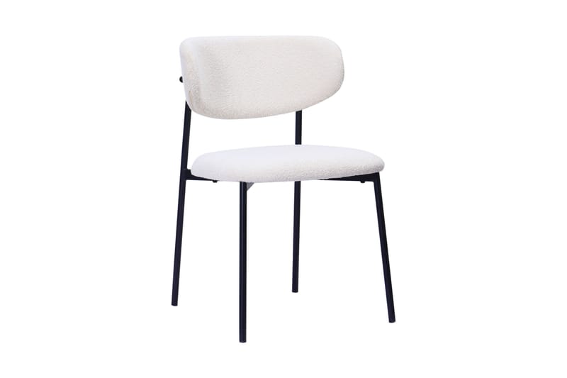 Kopparbo Matbord 160 cm med 4 Lucy Matstolar - White / Vit Bouclé / Metallben Svart - Products - Möbler - Bord & matgrupp - Matgrupp