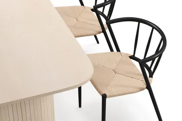 Kopparbo Matbord 160 cm med 4 Winston Matstolar - White / Beige / Metallben Svart - Products - Möbler - Bord & matgrupp - Matgrupp