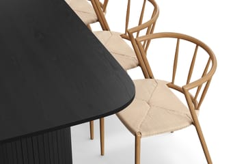 Kopparbo Matbord 200-260 cm Förlängningsbart med 6 Winston Matstolar - Svart / Beige / Metallben Ek - Products - Möbler - Bord & matgrupp - Matgrupp