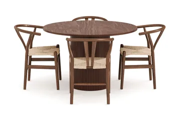 Kopparbo Matgrupp 120 cm Rund med 4 Dastoori Matstol - Mörkbrun - Products - Möbler - Bord & matgrupp - Matgrupp