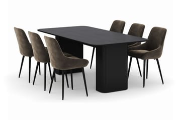 Kopparbo Matgrupp 200-206cm med 6 Alsarp Matstolar - Svart - Products - Möbler - Bord & matgrupp - Matgrupp