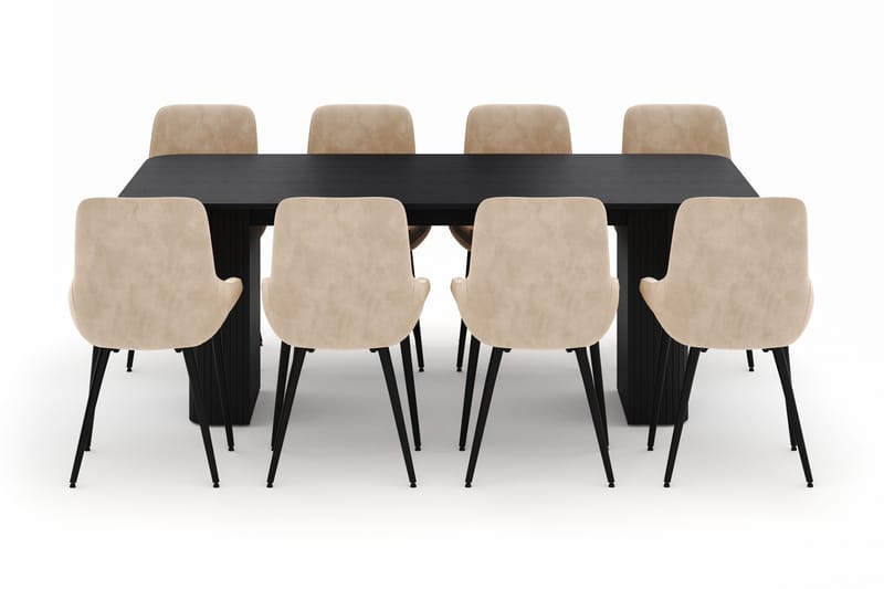 Kopparbo Matgrupp 200-206cm med 8 Alsarp Matstolar - Svart - Products - Möbler - Bord & matgrupp - Matgrupp