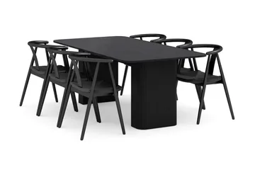 Kopparbo Matgrupp 200-260 cm Förlängningsbart med 6 Cytie Karmstolar - Svart - Products - Möbler - Bord & matgrupp - Matgrupp