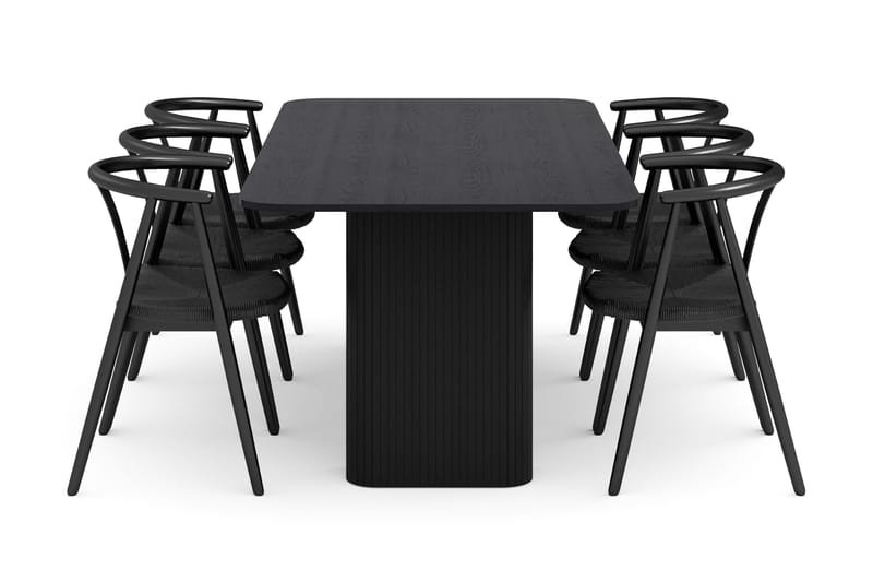 Kopparbo Matgrupp 200-260 cm Förlängningsbart med 6 Cytie Karmstolar - Svart - Products - Möbler - Bord & matgrupp - Matgrupp
