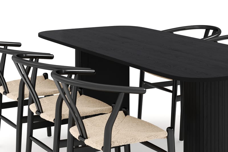 Kopparbo Matgrupp 200 cm med 6 Dastoori Matstol - 2220067-6,2223287-1 - Svart - Products - Möbler - Bord & matgrupp - Matgrupp