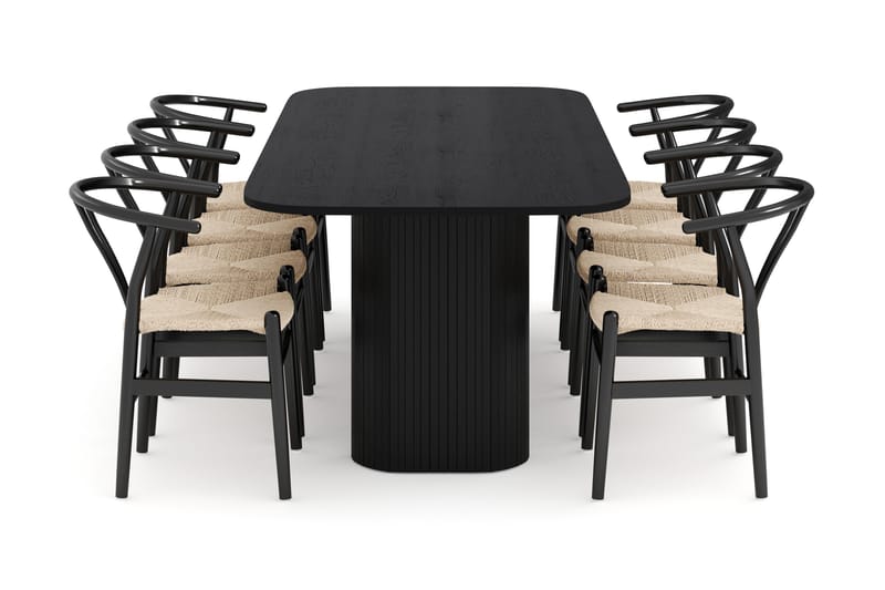 Kopparbo Matgrupp 240 cm med 8 Dastoori Matstolar - Svart - Products - Möbler - Bord & matgrupp - Matgrupp