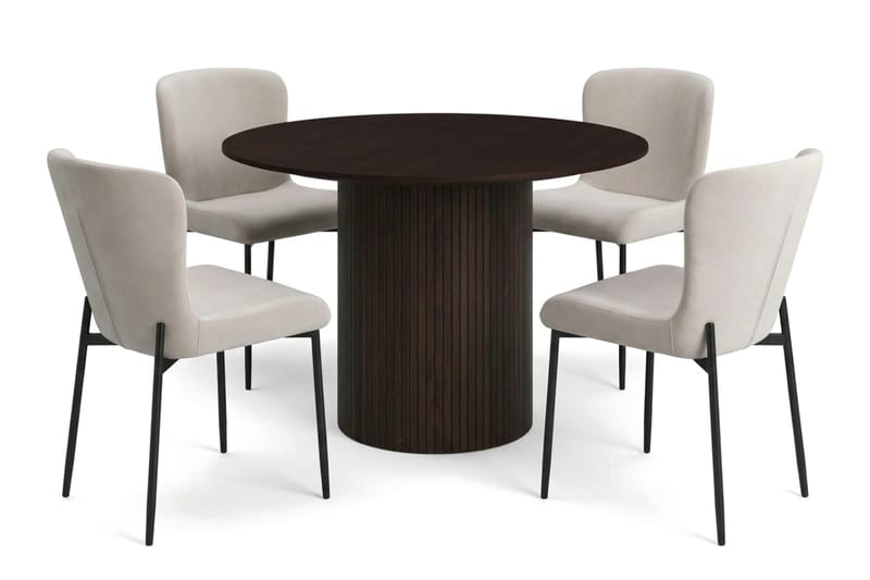 Kopparbo Matgrupp runt 110 cm R ökt Ek med 4 Elsie Matstolar - Rökt ek/Beige - Products - Möbler - Bord & matgrupp - Matgrupp