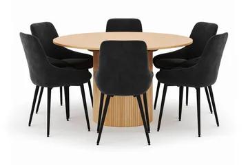 Kopparbo Rund Matgrupp 130-150 cm 6 Alsarp Matstolar - Natural - Products - Möbler - Bord & matgrupp - Matgrupp