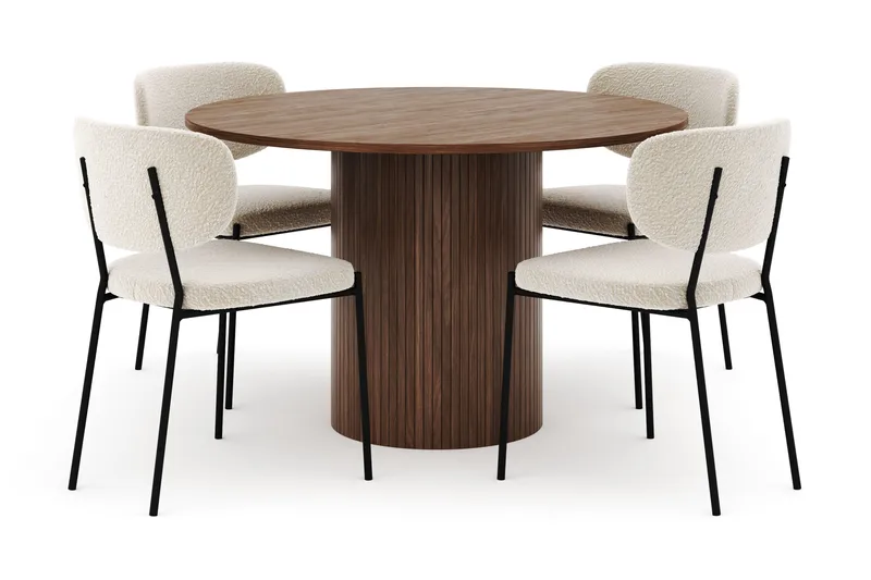 Kopparbo Runt Matbord 120 cm med 4 Gemmiano Stolar - Mörkbrun - Products - Möbler - Bord & matgrupp - Matgrupp