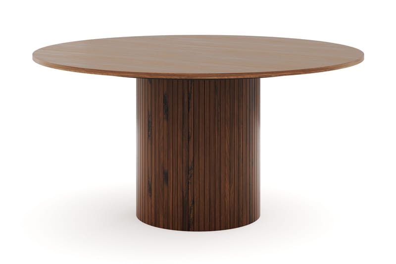 Kopparbo Runt Matbord 150 cm med 6 Winston Matstolar - Valnöt / Beige / Metallben Svart - Products - Möbler - Bord & matgrupp - Matgrupp