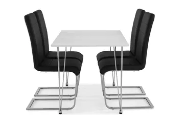 Kronblom Matgrupp 120 cm med 4 Cibus Stol - Vit/Krom/Svart PU - Products - Möbler - Bord & matgrupp - Matgrupp