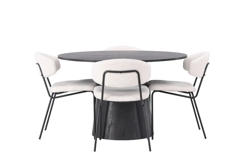 Lanzo Matgrupp 120 cm Rund med 4 Chico Stolar, Mocca