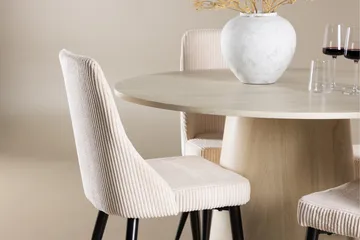 Lanzo Matgrupp 120 cm Rund med 4 Leone stolar - Whitewash/Beige - Products - Möbler - Bord & matgrupp - Matgrupp