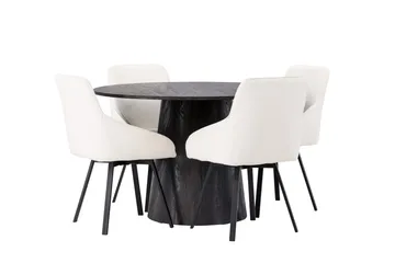 Lanzo Matgrupp 120 cm Rund med 4 Rosie stolar - Beige - Products - Möbler - Bord & matgrupp - Matgrupp