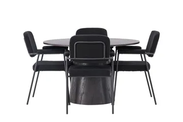 Lanzo Matgrupp 120 cm Rund med 4 Yesterday stolar - Svart - Products - Möbler - Bord & matgrupp - Matgrupp