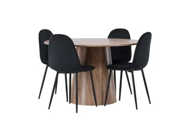 Lanzo Matgrupp 120 cm Rund med 4 Polar Stolar - Natur - Products - Möbler - Bord & matgrupp - Matgrupp