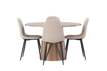 Lanzo Matgrupp 120 cm Rund med 4 Polar Stolar - Natur - Products - Möbler - Bord & matgrupp - Matgrupp